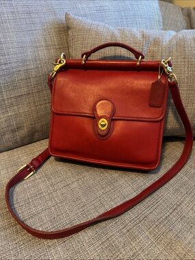 Vintage Coach Red Leather Willis Bag